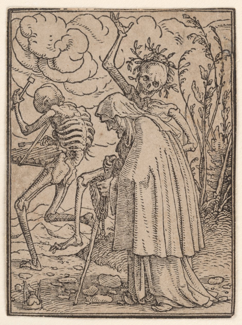 La anciana, de «La danza de la muerte» de Hans Holbein the Younger