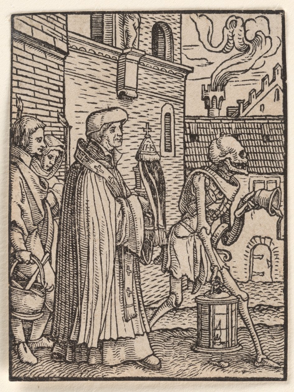 El sacerdote, de «La danza de la muerte» de Hans Holbein the Younger