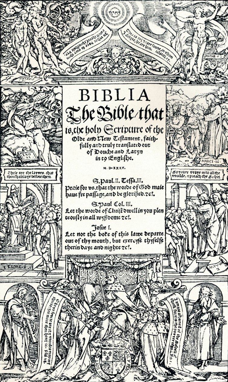 Página de título de la Biblia inglesa de Coverdale, 1535 de Hans Holbein der Jüngere
