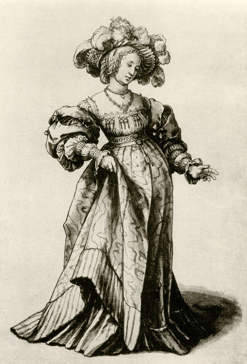 Joven dama de Basilea con sombrero de plumas de Hans Holbein der Jüngere
