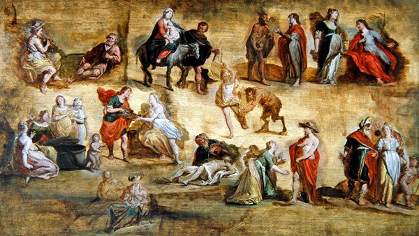 Escenas mitológicas y religiosas: Un Modello de Taller de Hans III Jordaens