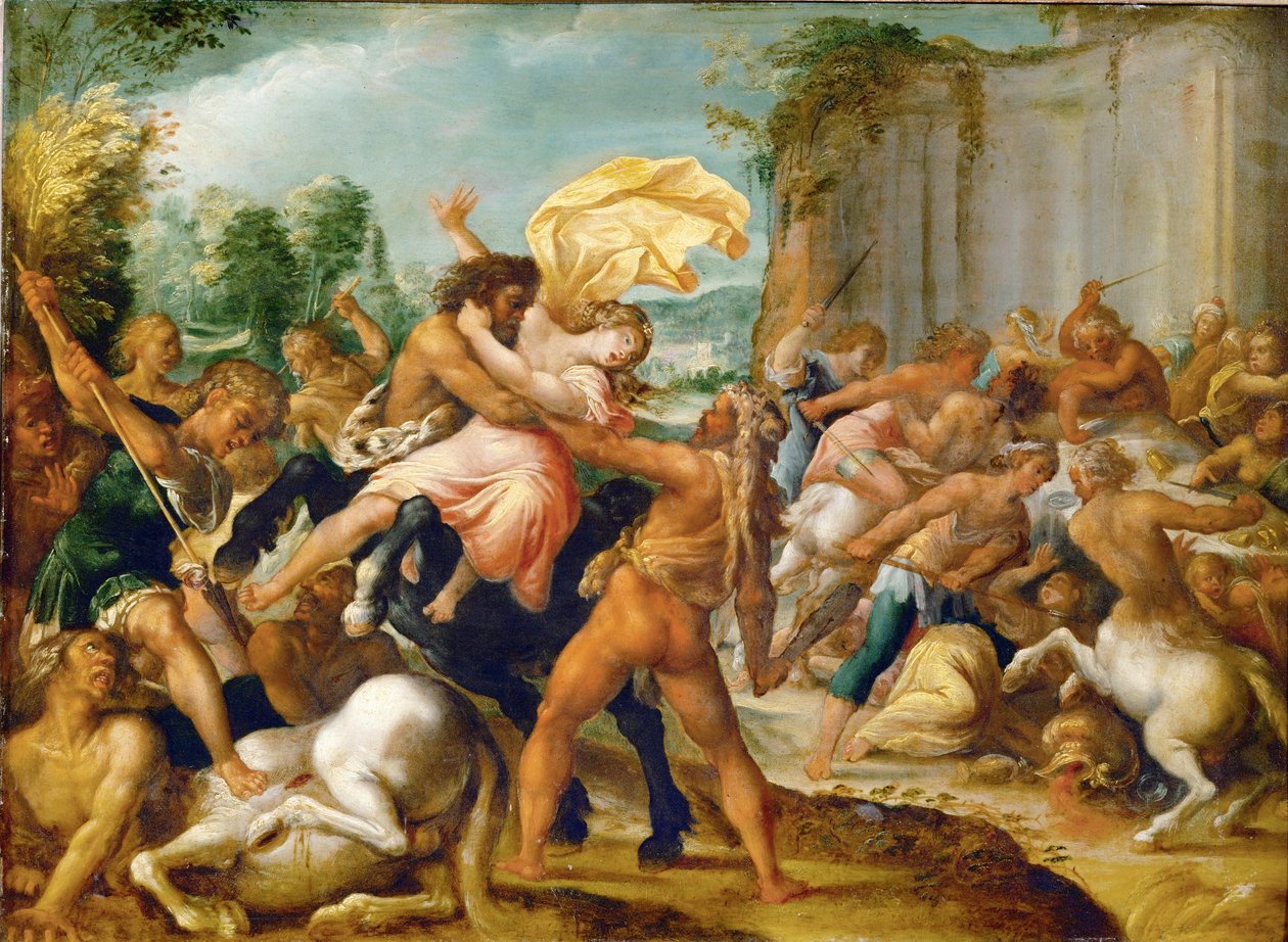 Hércules libera a Dejaneira del centauro Eurión (cobre) de Hans I or Johann Rottenhammer