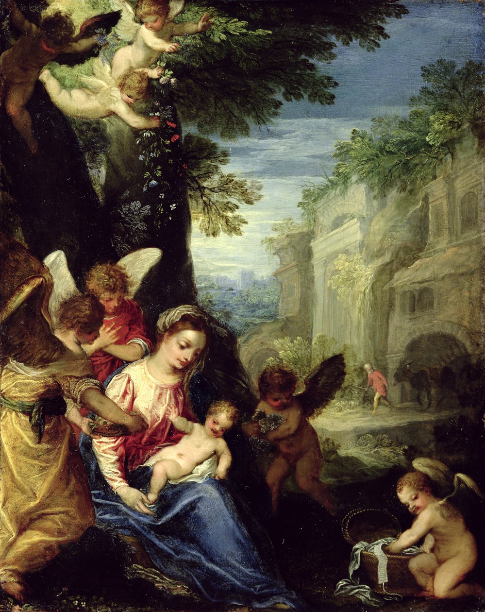Descanso durante la huida a Egipto, 1597 de Hans I or Johann Rottenhammer
