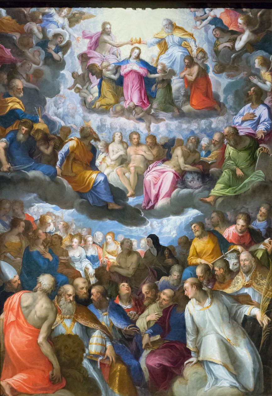 La coronación de la Virgen de Hans I or Johann Rottenhammer