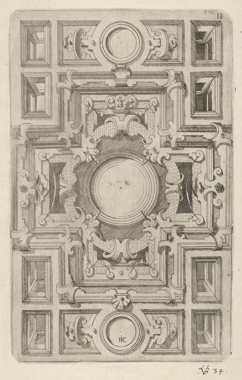Diseño para un techo con obra de correa y un centro en forma de cruz de Hans Jakbob Ebelmann