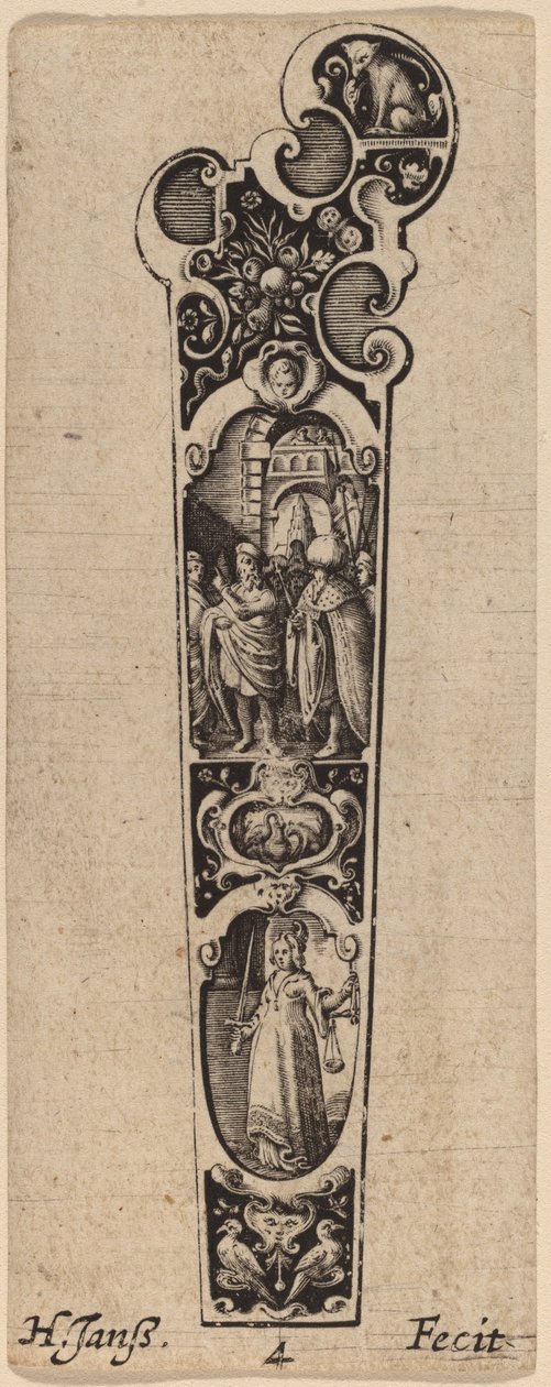 Mango para Cuchillo o Tenedor, Ornamentado con Figuras de Hans Janssen