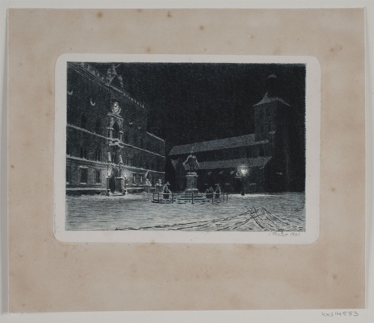 La plaza de la iglesia de San Canuto en Odense. Tarde de Hans Julius Fæster