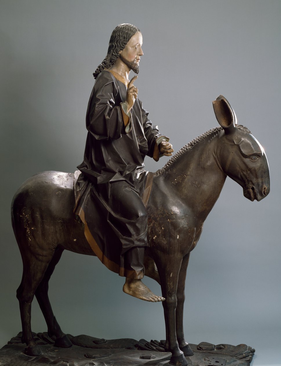 Cristo sobre el asno, hacia 1498, por Hans Klocker (activo hacia 1478-1500), estatua de madera policromada, Italia de Hans Klocker