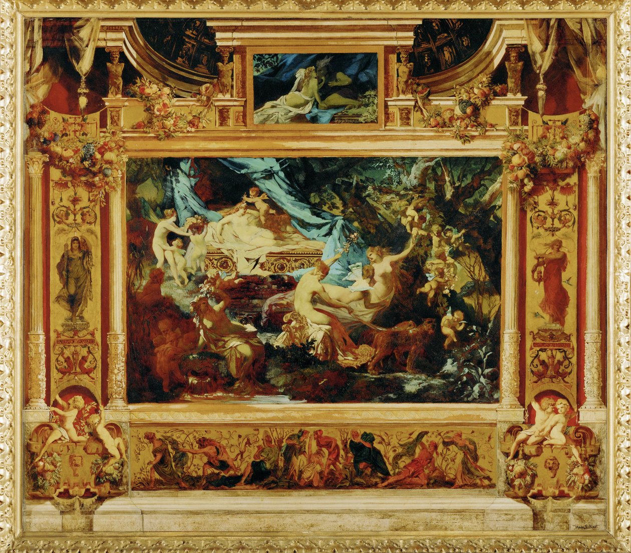 Sueño de una noche de verano ... (pintura sobre lienzo) de Hans Makart