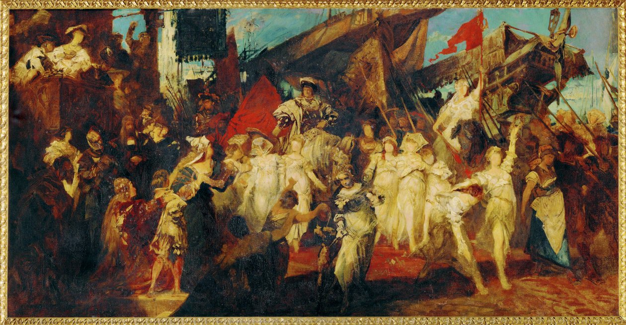 Entrada del emperador Carlos V en Amberes ... (pintura sobre lienzo) de Hans Makart
