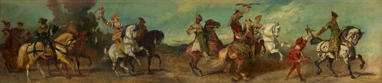 Proyecto para el cortejo festivo de 1879 - La caza del halcón de Hans Makart