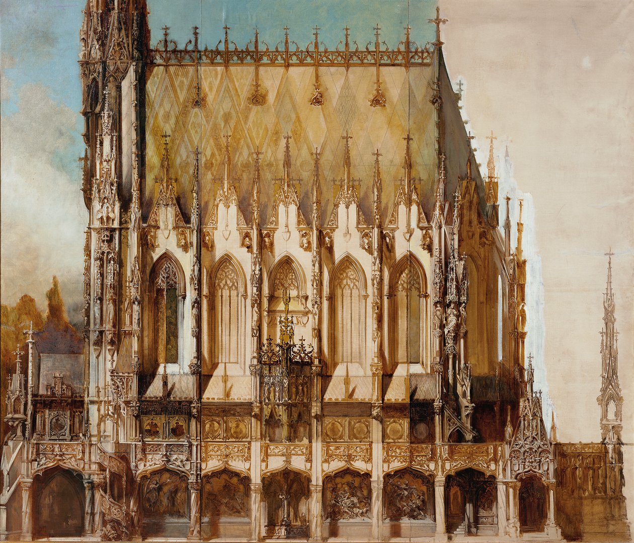 Iglesia funeraria gótica de San Miguel, vista lateral de Hans Makart