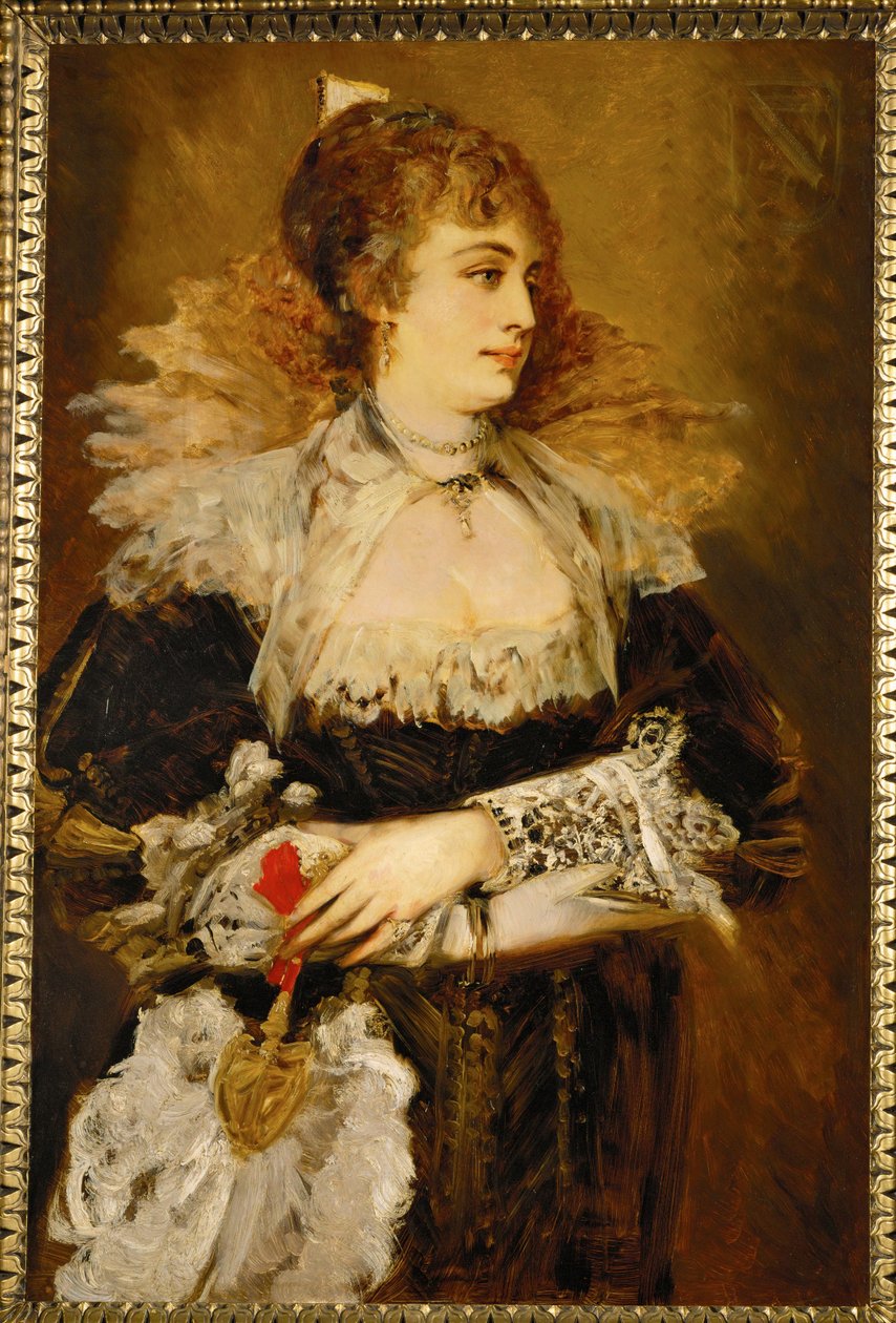 Hanna Klinkosch, conocida miembro de la alta sociedad vienesa ... (pintura sobre madera) de Hans Makart