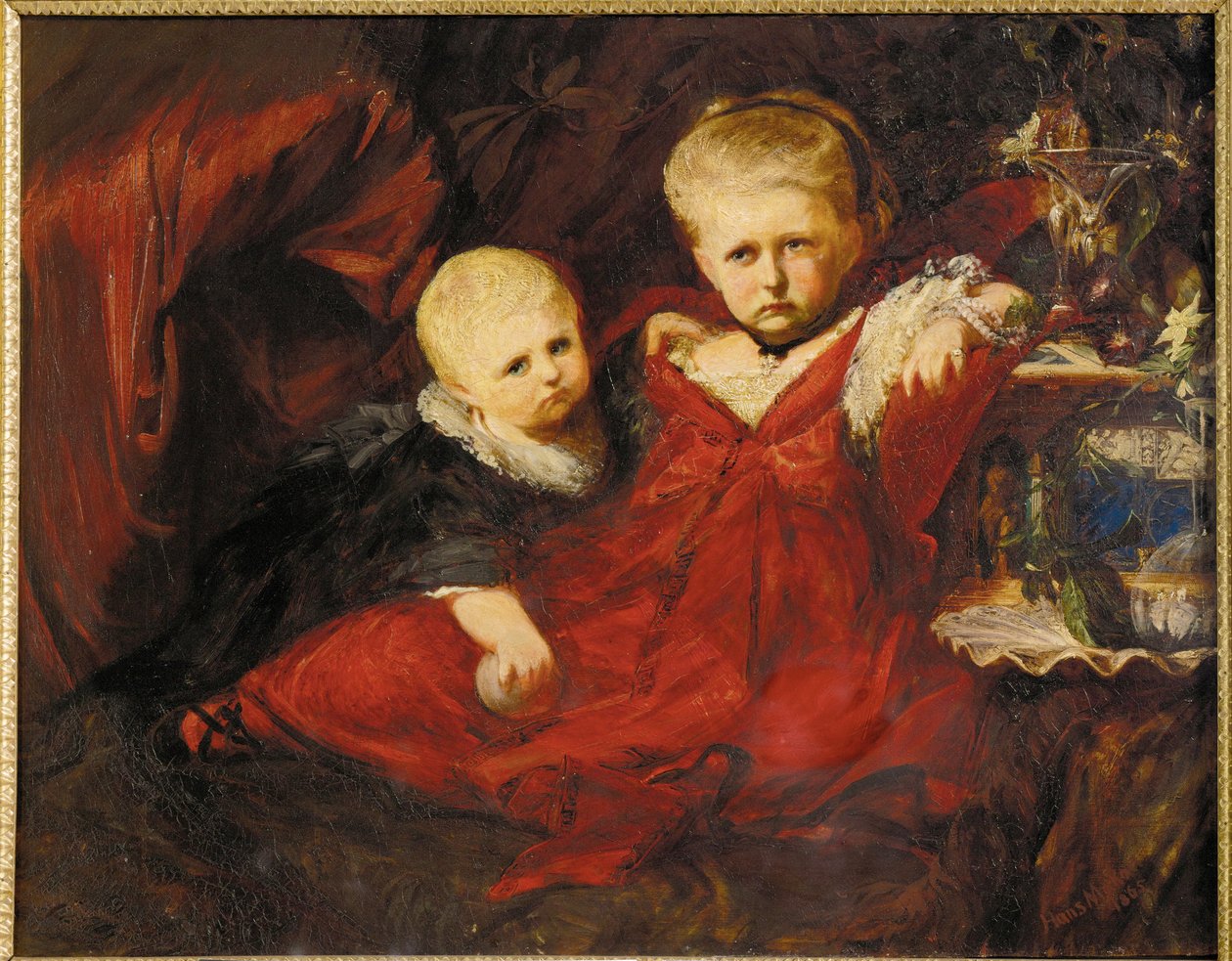 Ida y Risa Ruessemayer, sobrinas de Johann Ruessemayer, mecenas de Makart ... (pintura sobre lienzo) de Hans Makart