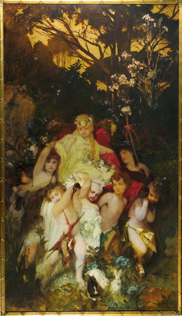 Amoretti moderno, tríptico, panel central, 1868 de Hans Makart