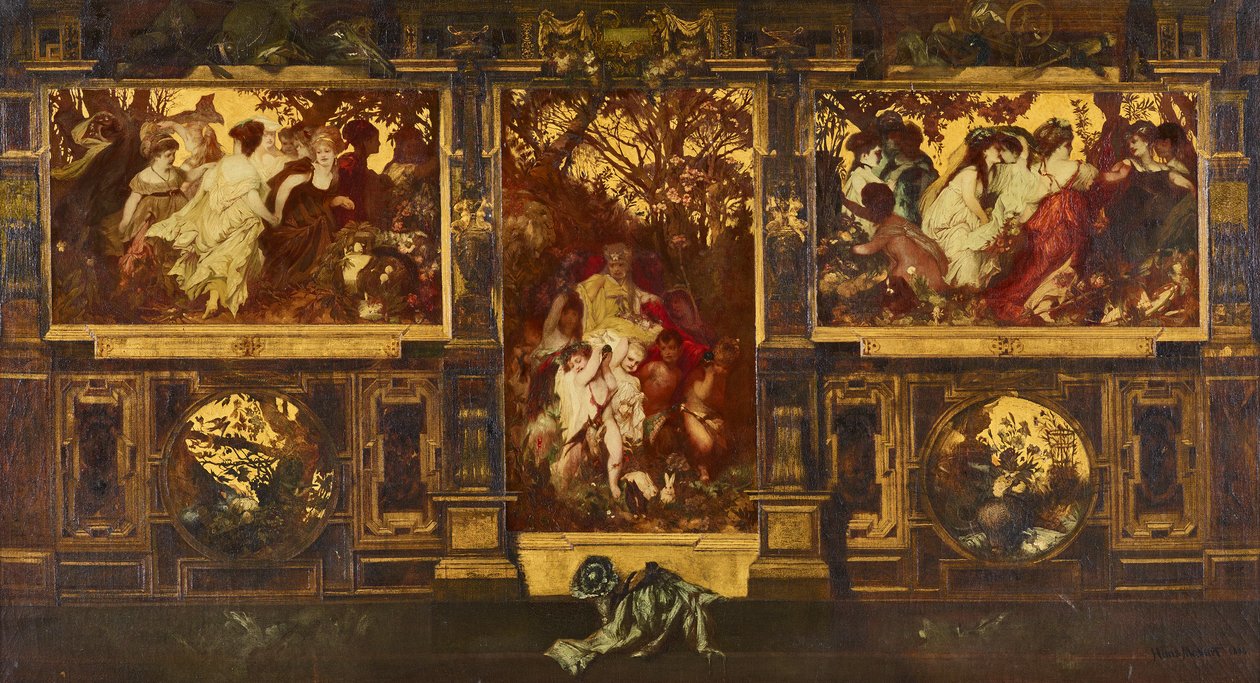Cupidos modernos - diseño para decorar una pared de Hans Makart