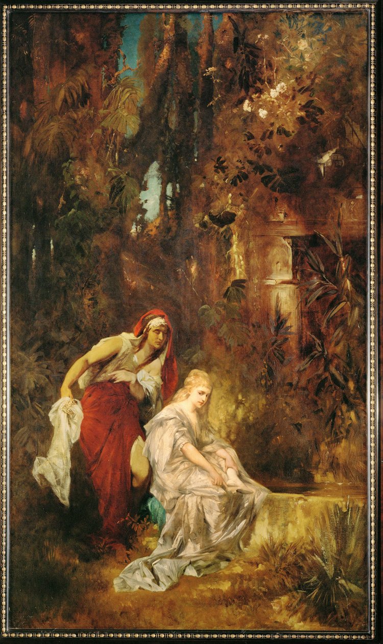 Blancanieves durmiente ... (pintura sobre lienzo) de Hans Makart