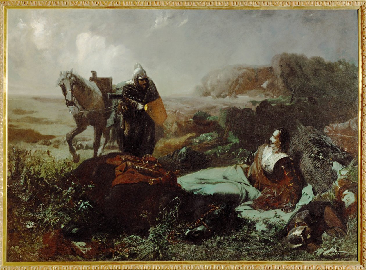 La muerte del Conde Pappenheim, General durante la Guerra de los Treinta Años ... (pintura sobre lienzo) de Hans Makart