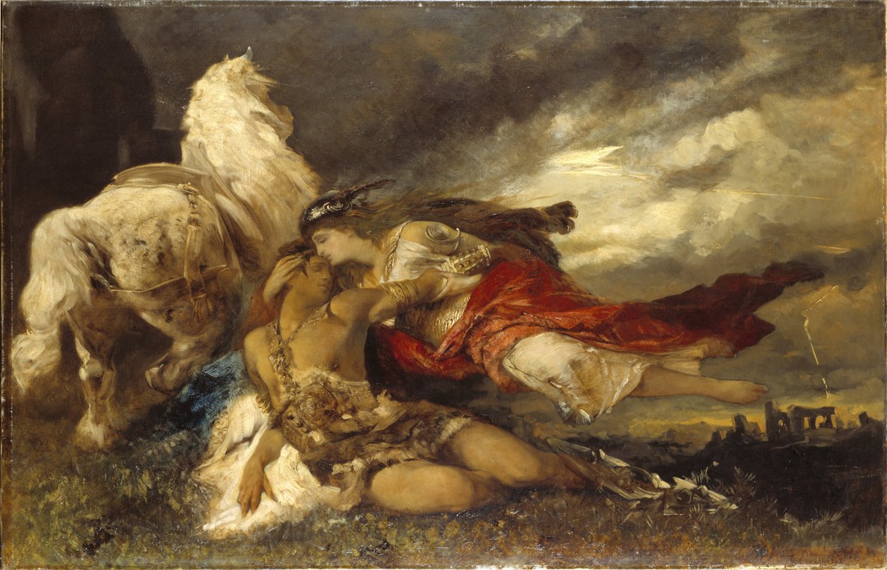 Valquiria y un héroe moribundo de Hans Makart