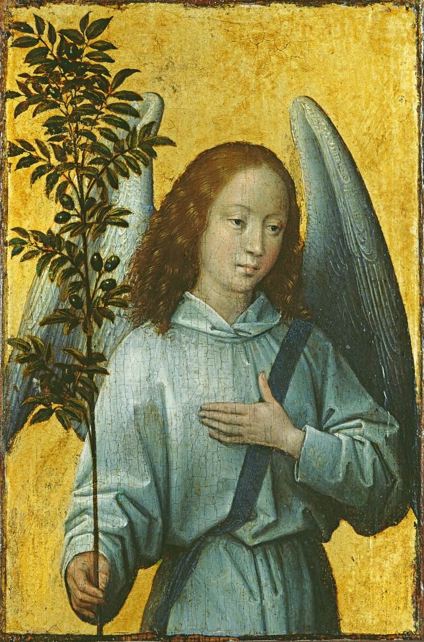 Ángel sosteniendo una rama de olivo de Hans Memling