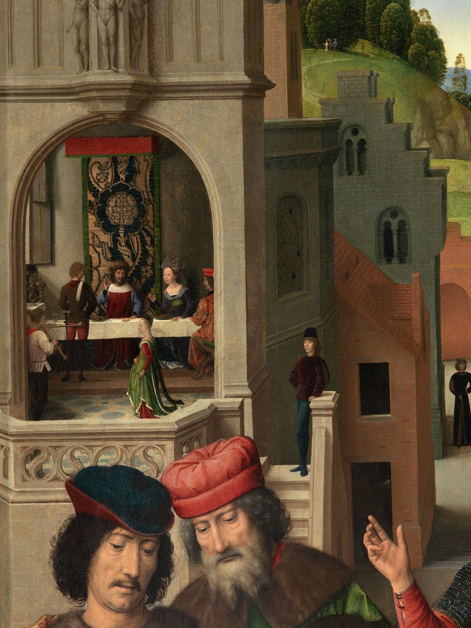 Detalle del panel izquierdo del Tríptico de San Juan Bautista y San Juan Evangelista de Hans Memling