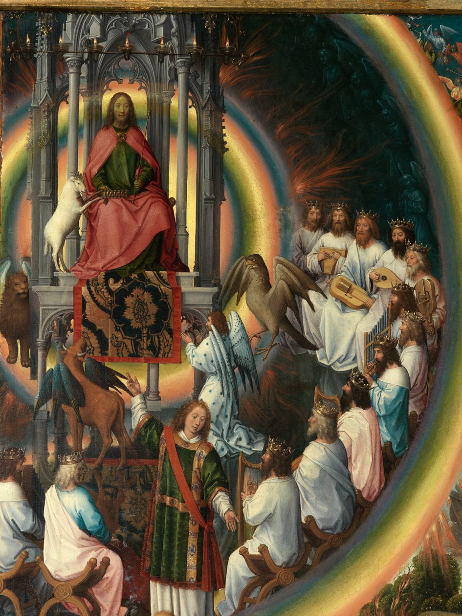 Detalle del panel derecho del Tríptico de San Juan Bautista y San Juan Evangelista de Hans Memling