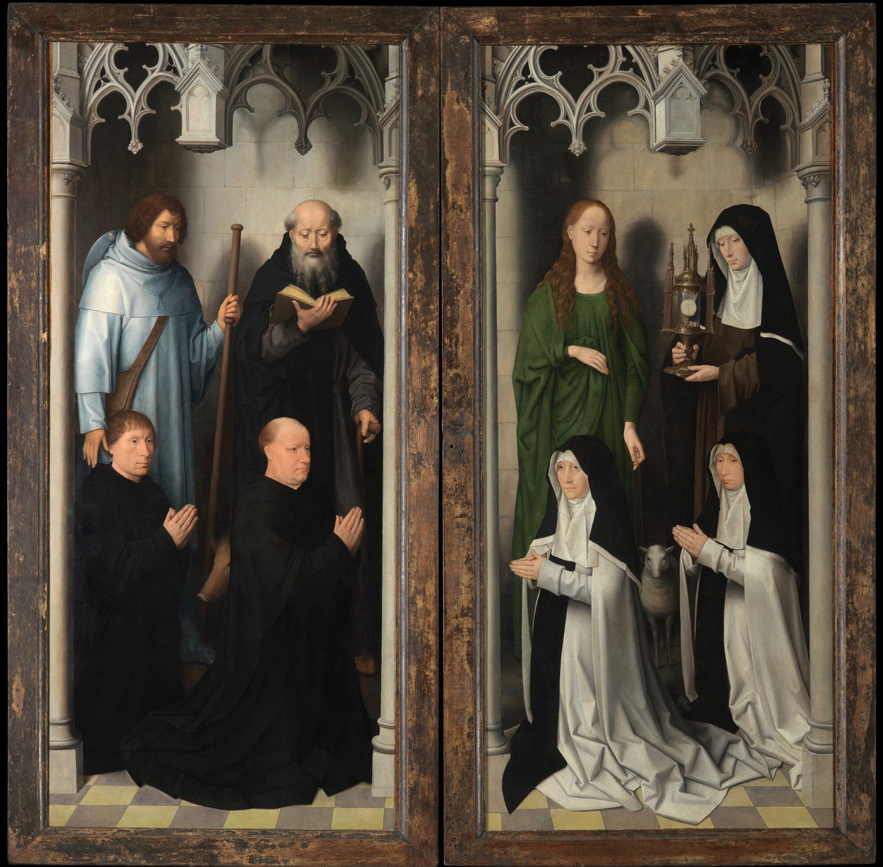 Exterior del Tríptico de San Juan Bautista y San Juan Evangelista de Hans Memling
