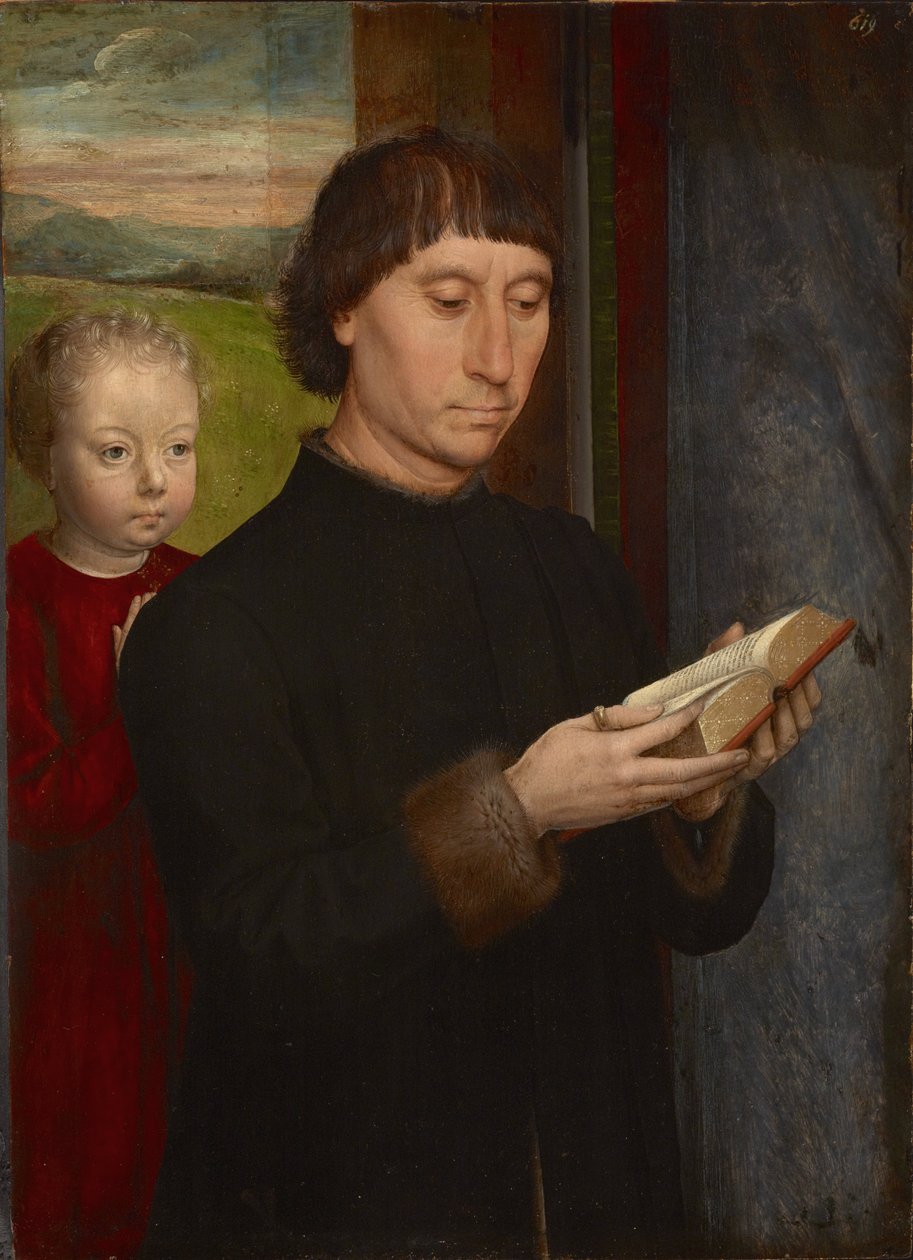 Retrato de un hombre leyendo de Hans Memling