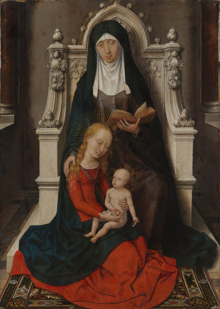 Panel de un díptico: Santa Ana con la Virgen y el Niño (parte exterior separada del n.º de inventario 5) de Hans Memling