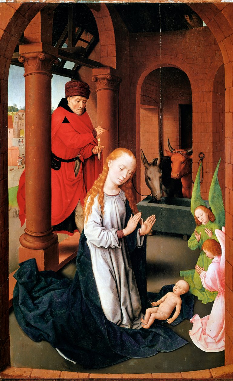 La Natividad. Panel izquierdo del tríptico de la Adoración de Hans Memling