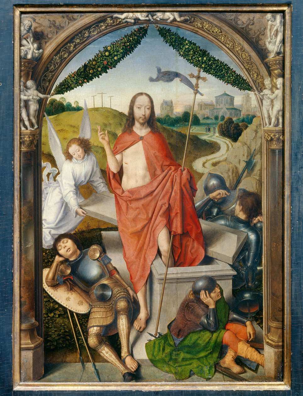 Tríptico de la resurrección (parte central) de Hans Memling