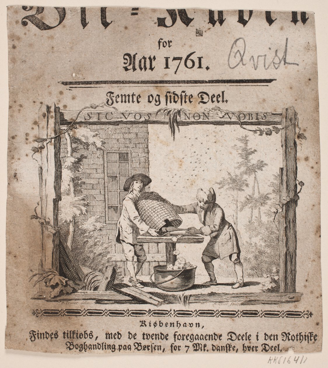 Viñeta de título para "Bii-Kuben para el año 1761", V parte de Hans Quist