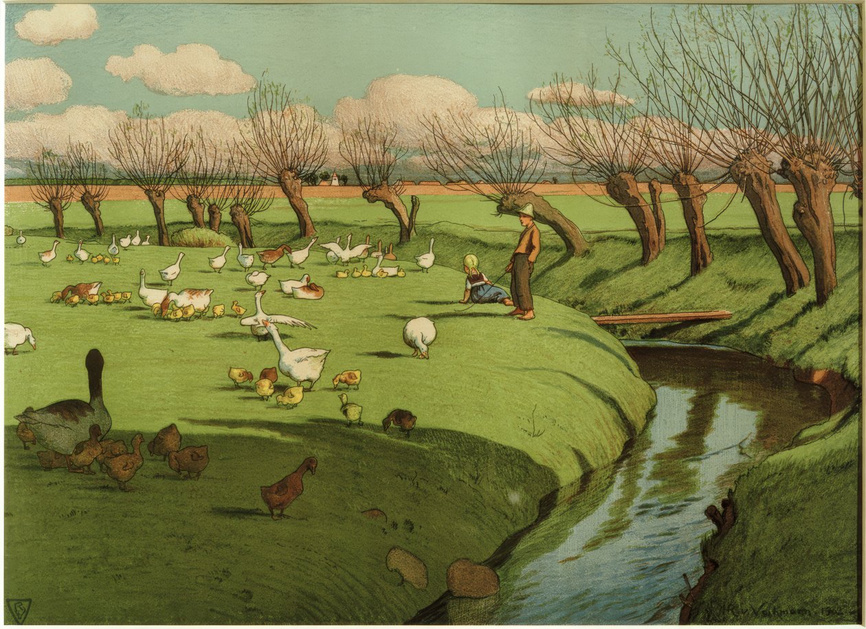 Pradera de gansos de Hans Richard von Volkmann