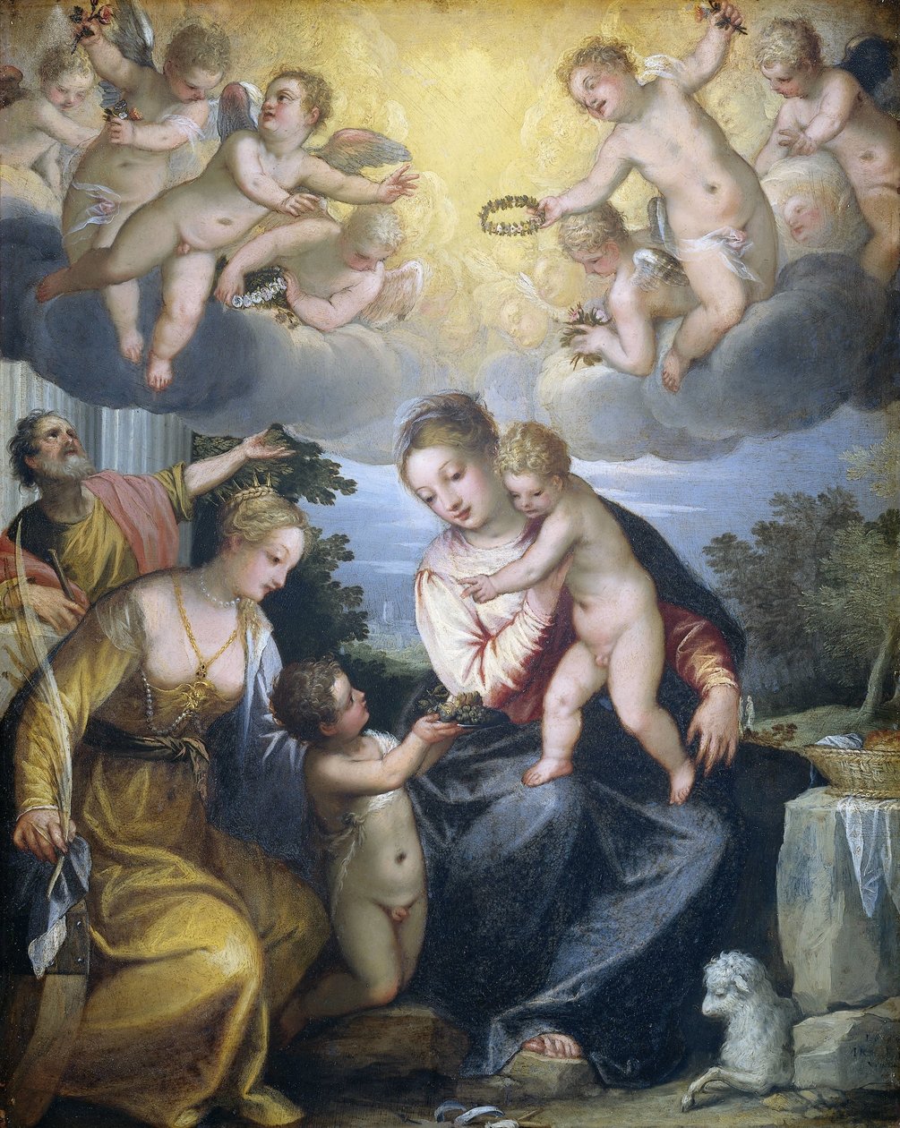 La Virgen y el Niño con el joven Juan Bautista y Santa Catalina de Hans Rottenhammer (I)