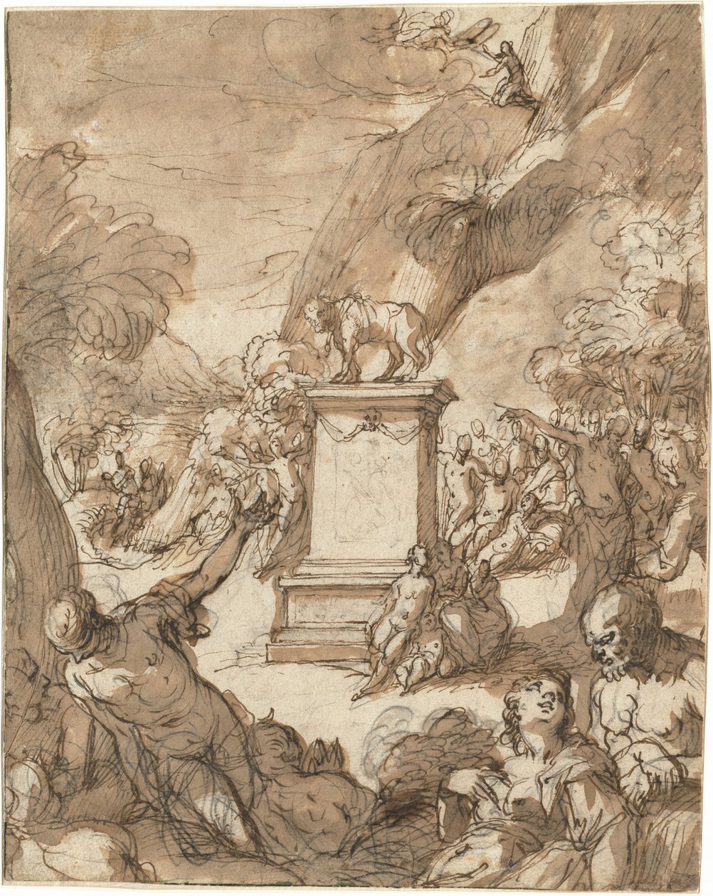 La adoración del becerro de oro de Hans Rottenhammer