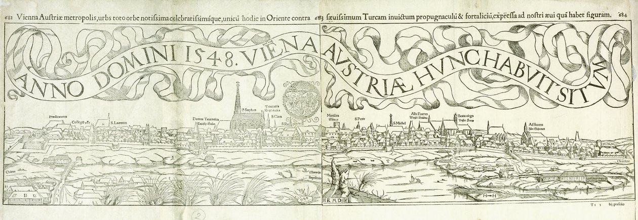 Vista de la ciudad de Viena en 1548, 1550 de Hans Rudolf Manuel Deutsch