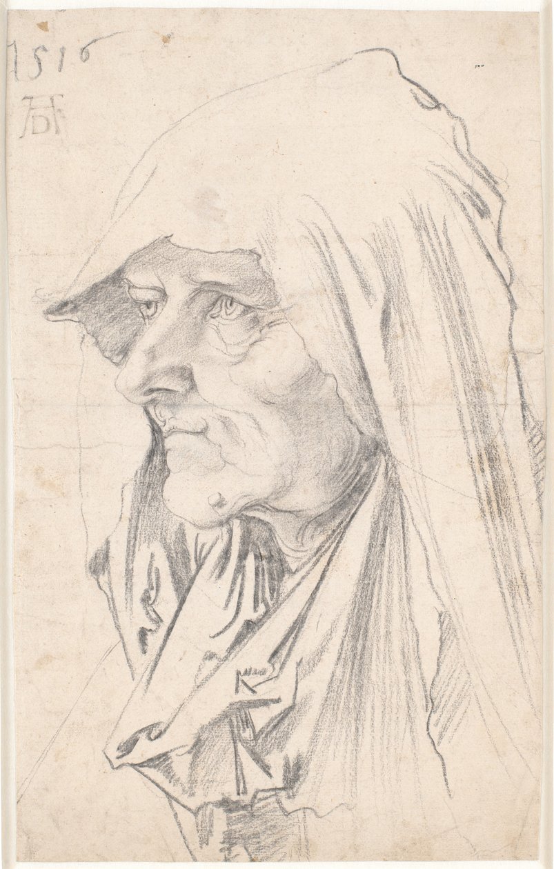 Retrato de una anciana de perfil hacia la izquierda de Hans Schäufelein