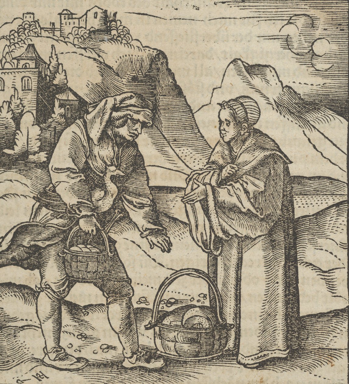 Un granjero y su patrón, de Hymmelwagen auff dem, wer wol lebt de Hans Schäufelein the Elder