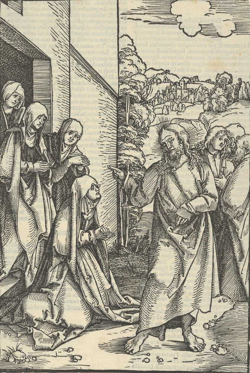 Cristo despidiéndose de su madre, de Speculum passionis domini nostri Ihesu Christi, 1507 de Hans Schäufelein the Elder