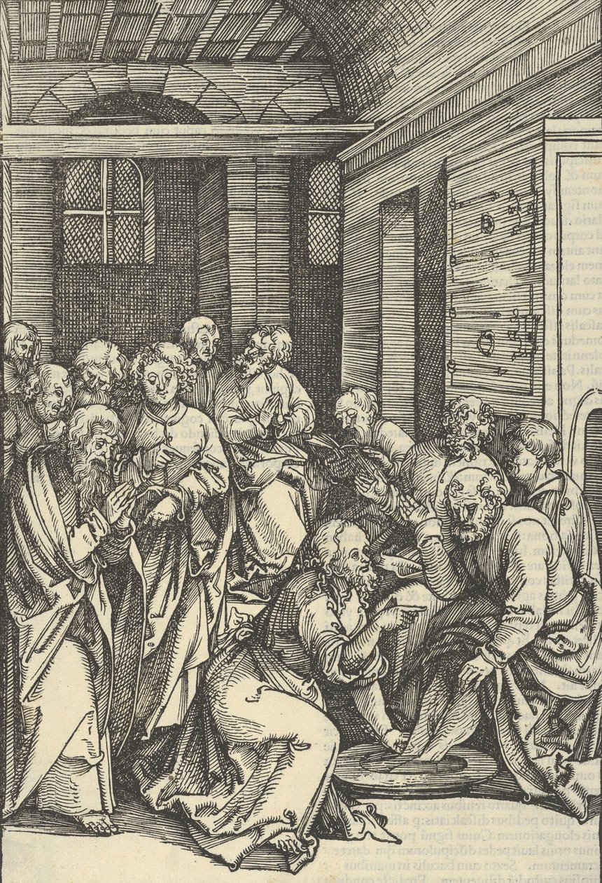 Cristo Lavando los Pies de San Pedro, de Speculum passionis domini nostri Ihesu Christi, 1507 de Hans Schäufelein the Elder