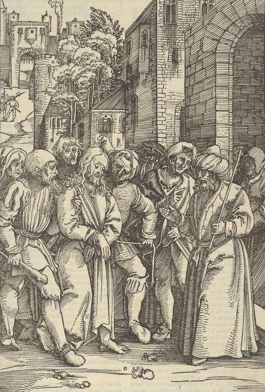 Cristo ante Pilato frente a su palacio, de Speculum passionis domini nostri Ihesu Christi, 1507 de Hans Schäufelein the Elder