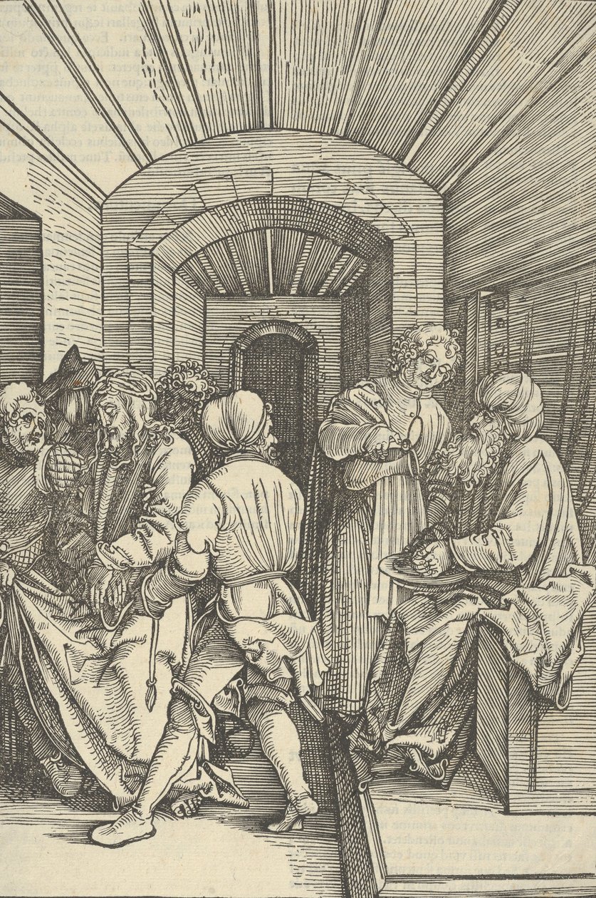 Pilato lavándose las manos, de Speculum passionis domini nostri Ihesu Christi, 1507 de Hans Schäufelein the Elder