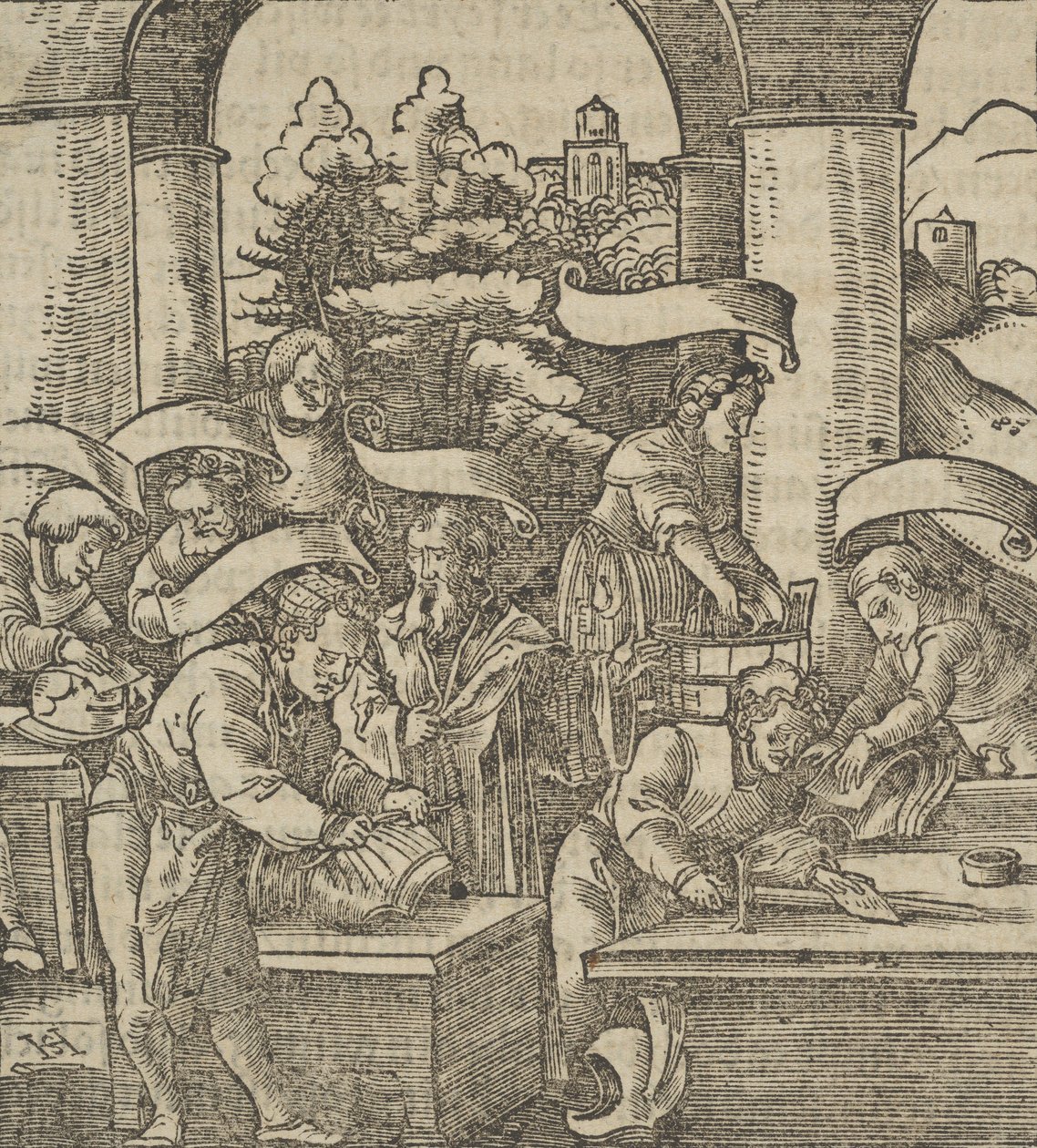 La Fabricación de Armaduras, de Hymmelwagen auff dem, wer wol lebt, 1517 de Hans Schäufelein the Elder