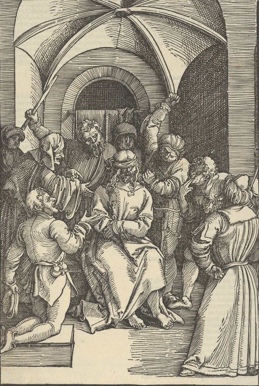 La Burla de Cristo, de Speculum passionis domini nostri Ihesu Christi de Hans Schäufelein the Elder