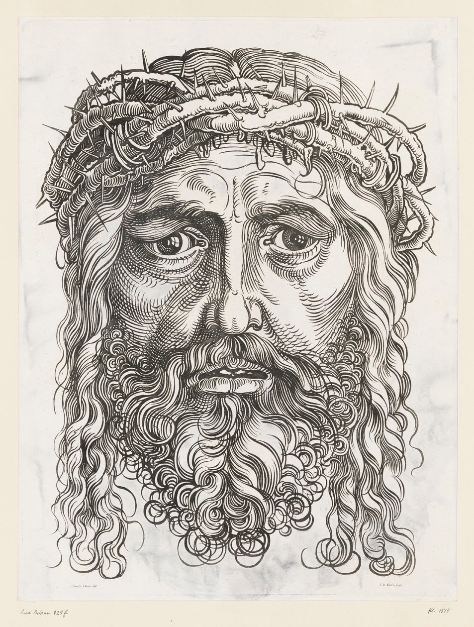 Gran cabeza de Cristo con corona de espinas de Hans Sebald (after) Beham