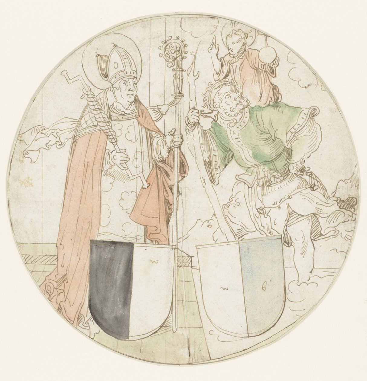 Los santos Cristóbal y Erasmo, cada uno con un escudo de armas de Hans Sebald Beham (possibly)