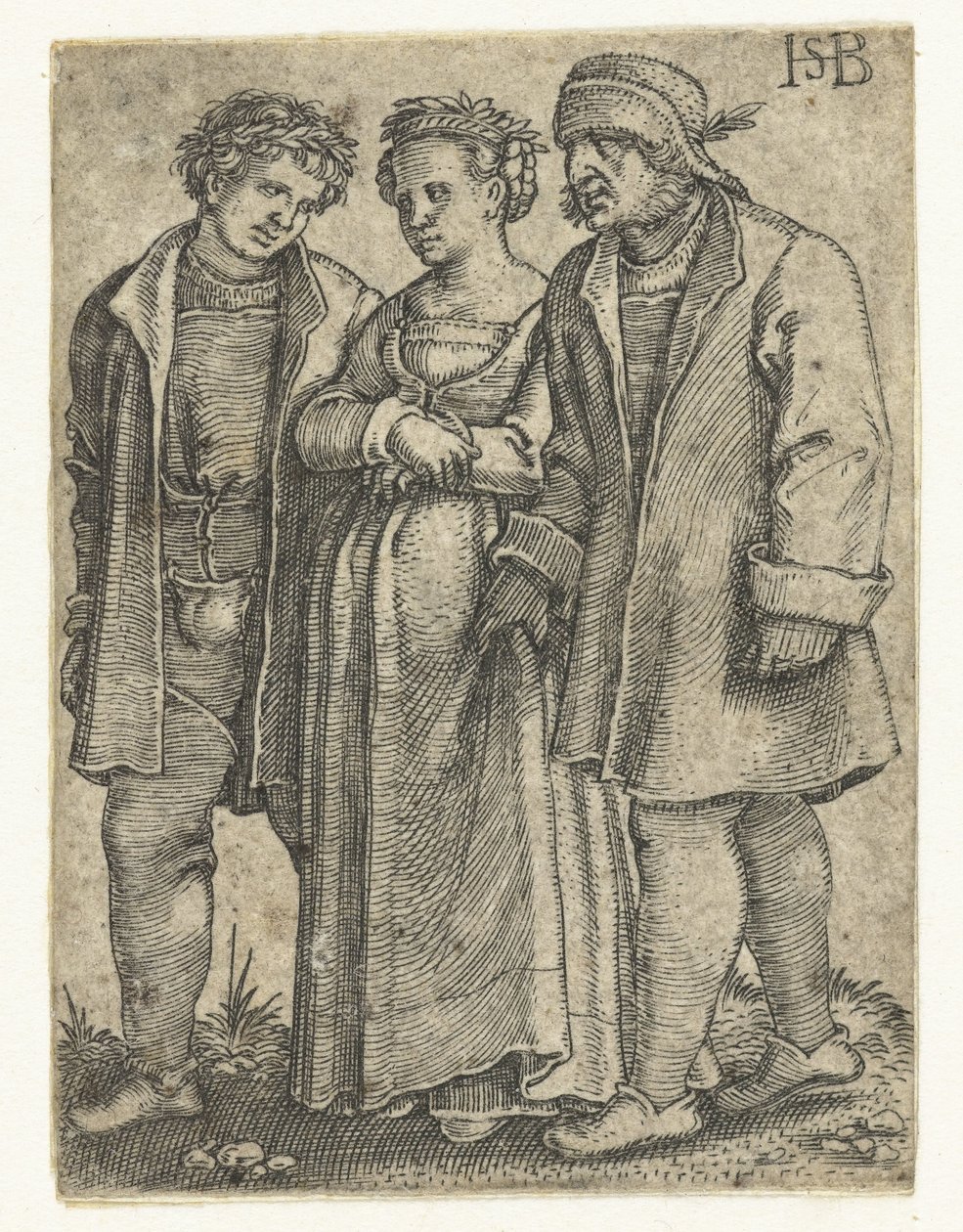 Novia y novio y padre de la novia Desfile de bodas campesinas (título de la serie) de Hans Sebald Beham