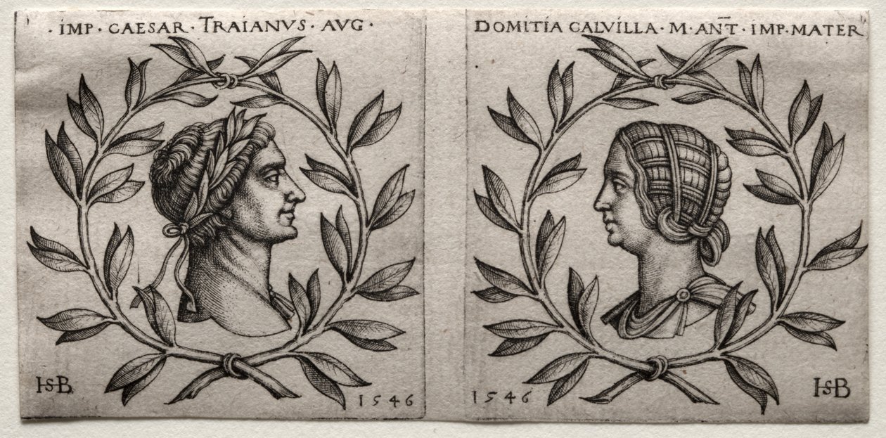 Bustos del Emperador Trajano y Domitia Calvilla, 1546 de Hans Sebald Beham