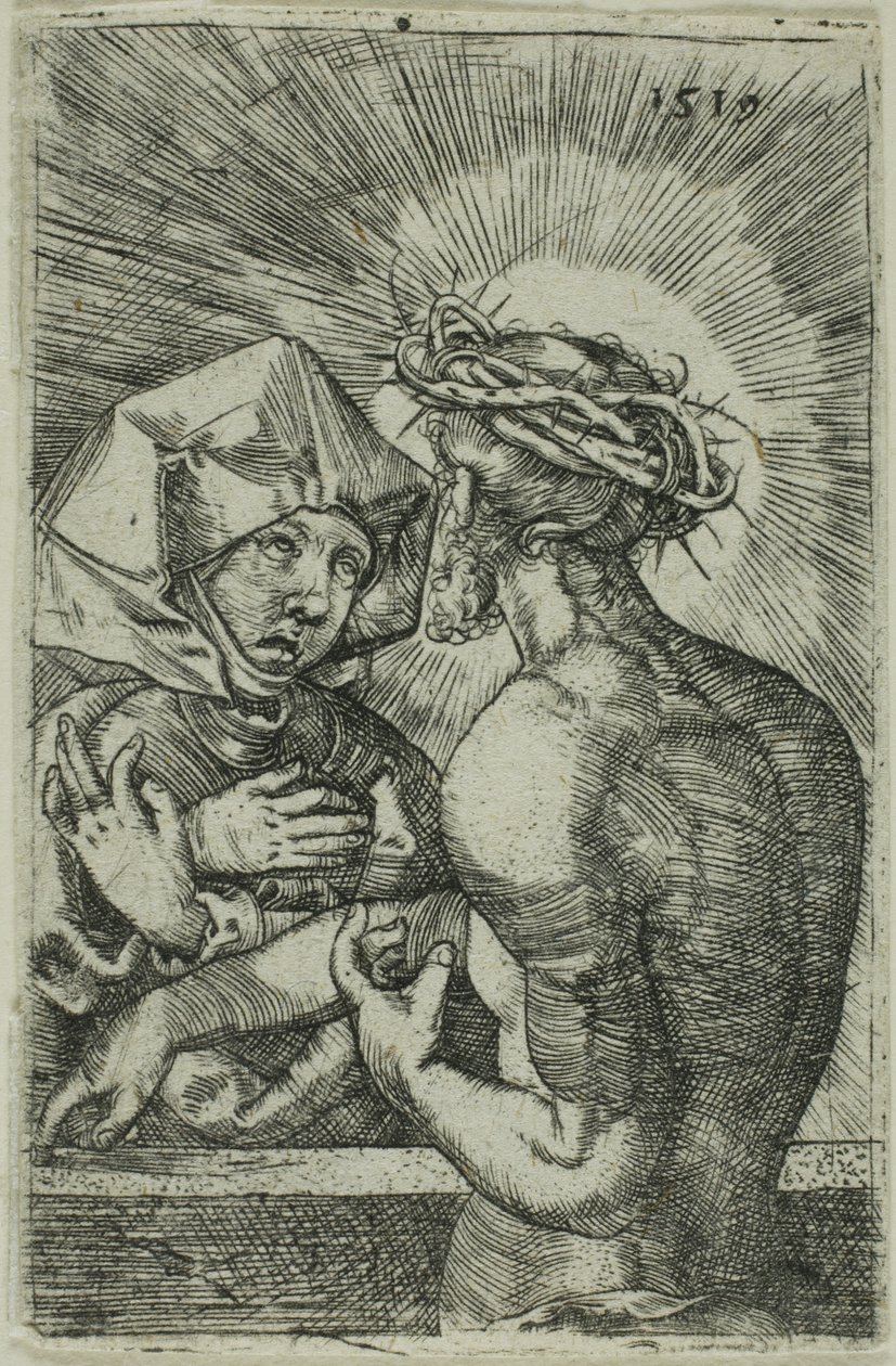 Cristo coronado de espinas hablando con su madre de Hans Sebald Beham