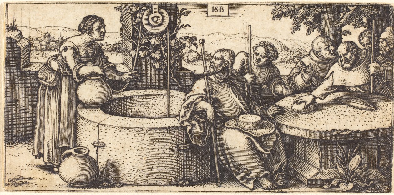 Cristo y la mujer de Samaria de Hans Sebald Beham